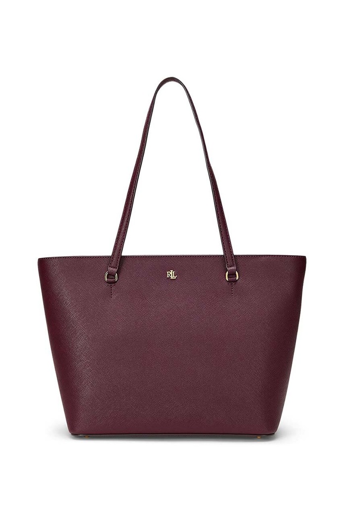Lauren Ralph Lauren nákupní taška dámská kožená přírodní kůže burgundské 431924351