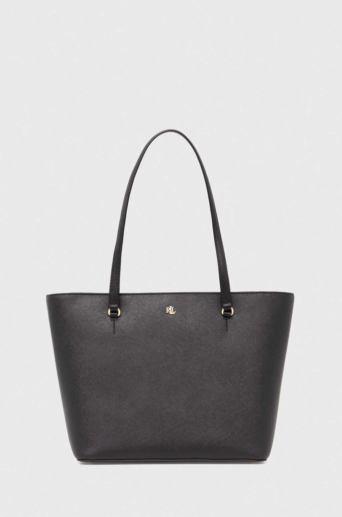 Lauren Ralph Lauren kabelka typu shopper dámska kožená usňová koža čierna 431924351