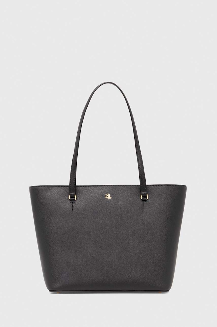 Lauren Ralph Lauren kabelka typu shopper dámska kožená usňová koža čierna 431924351