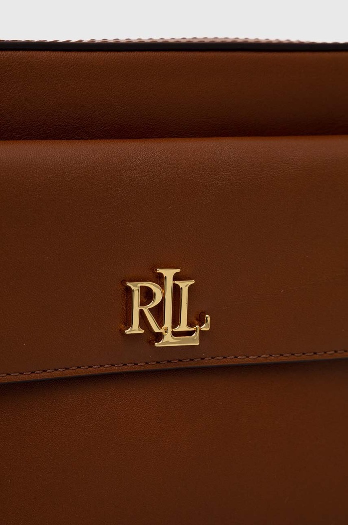 Akcesoria Lauren Ralph Lauren torebka skórzana 431926645 brązowy