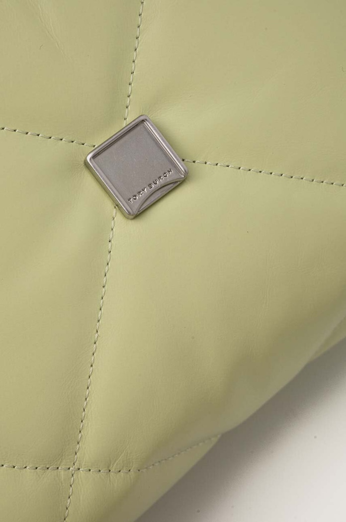 Kožna torba Tory Burch Kira Diamond Quilt Small zelena 154706.300