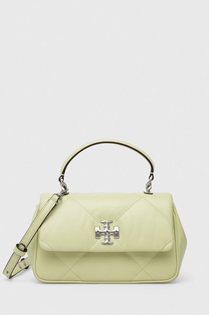 Кожена чанта Tory Burch Kira Diamond Quilt гладка кожа зелен 154719.300