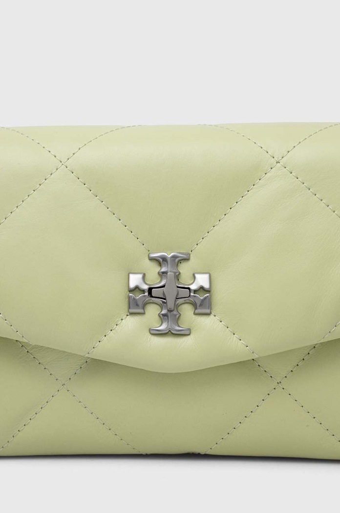 Tory Burch torebka skórzana Kira Diamond Quilt zielony 154987.300