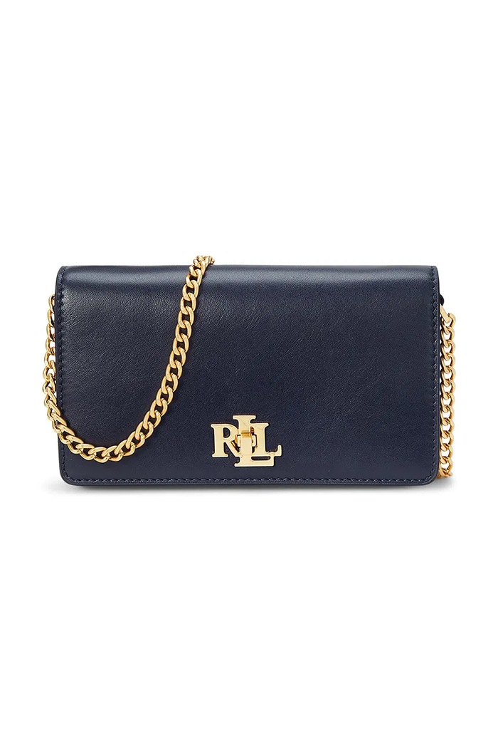 Kožená kabelka Lauren Ralph Lauren přírodní kůže námořnická modř 432915377