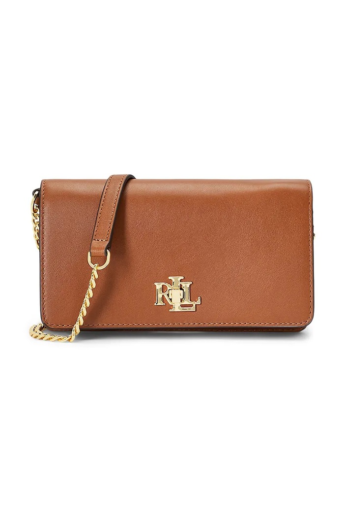 Kožená kabelka Lauren Ralph Lauren přírodní kůže hnědá 432915377