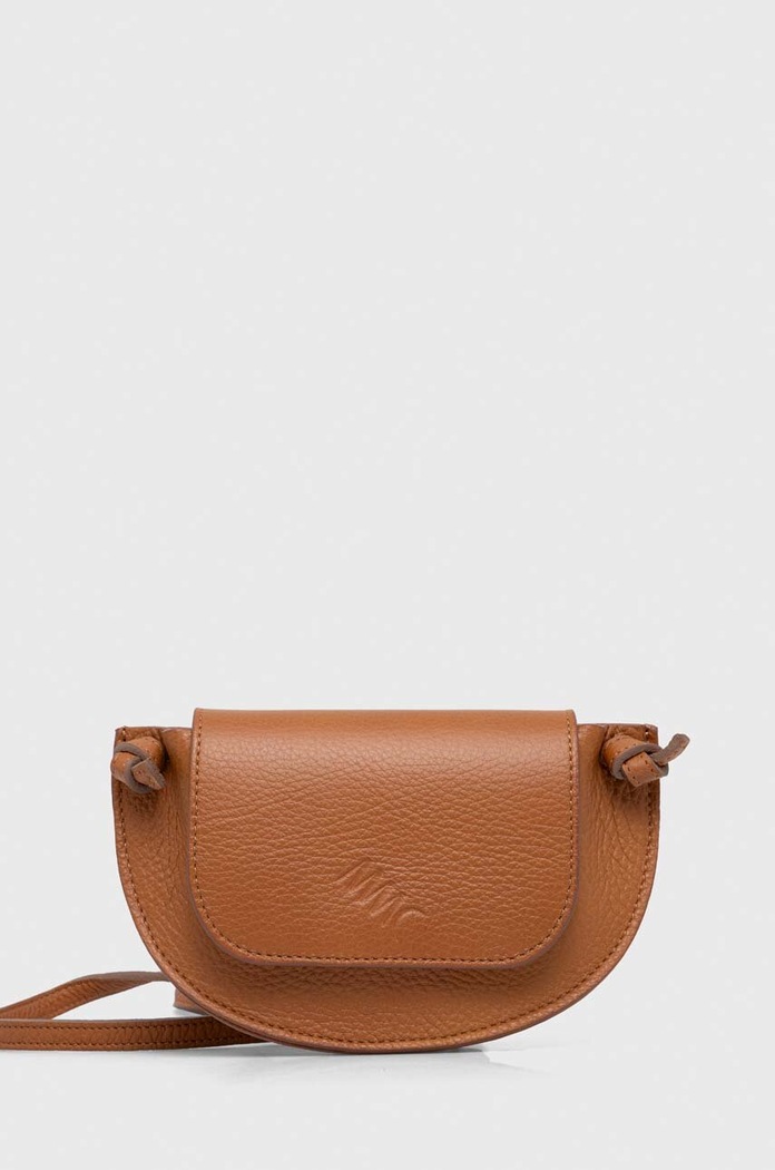 MMC STUDIO poseta de piele uni maro SATURNSMALL.BAG