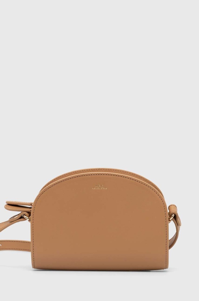 A.P.C. leather handbag sac demi-lune mini non-detachable strap beige PXAWV.F61392.CAS