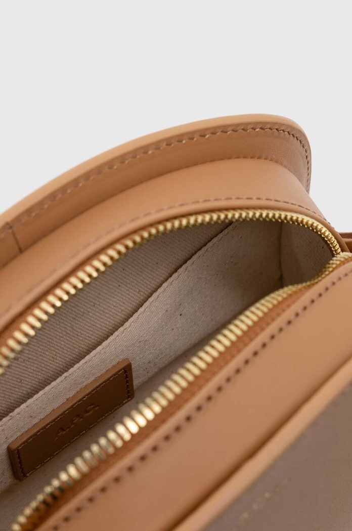 A.P.C. leather handbag sac demi-lune mini PXAWV.F61392.CAS beige