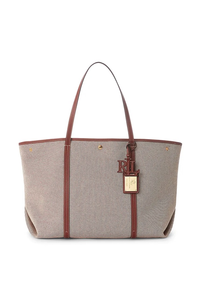 Kabelka Lauren Ralph Lauren hladký béžová 431920062