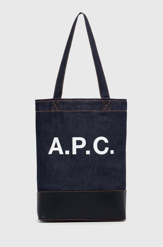 Torba A.P.C. tote axel odgovara formatu A4 mornarsko plava CODDP.M61444.IAK