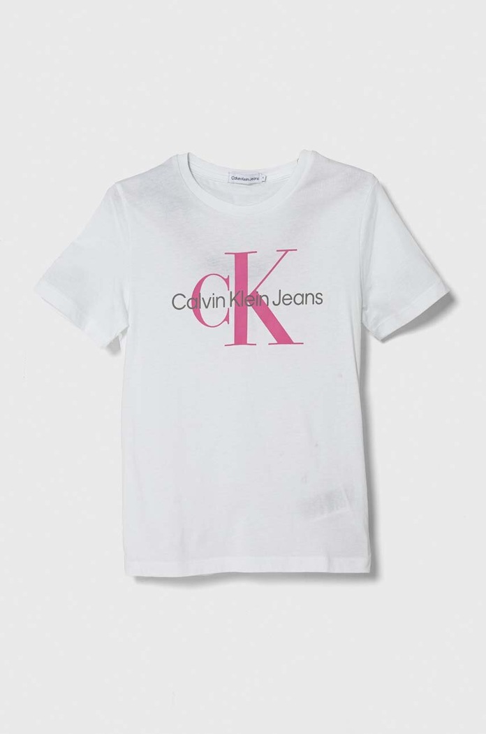 Calvin Klein Jeans tricou de bumbac pentru copii print alb IU0IU00460.128.176.PPYH