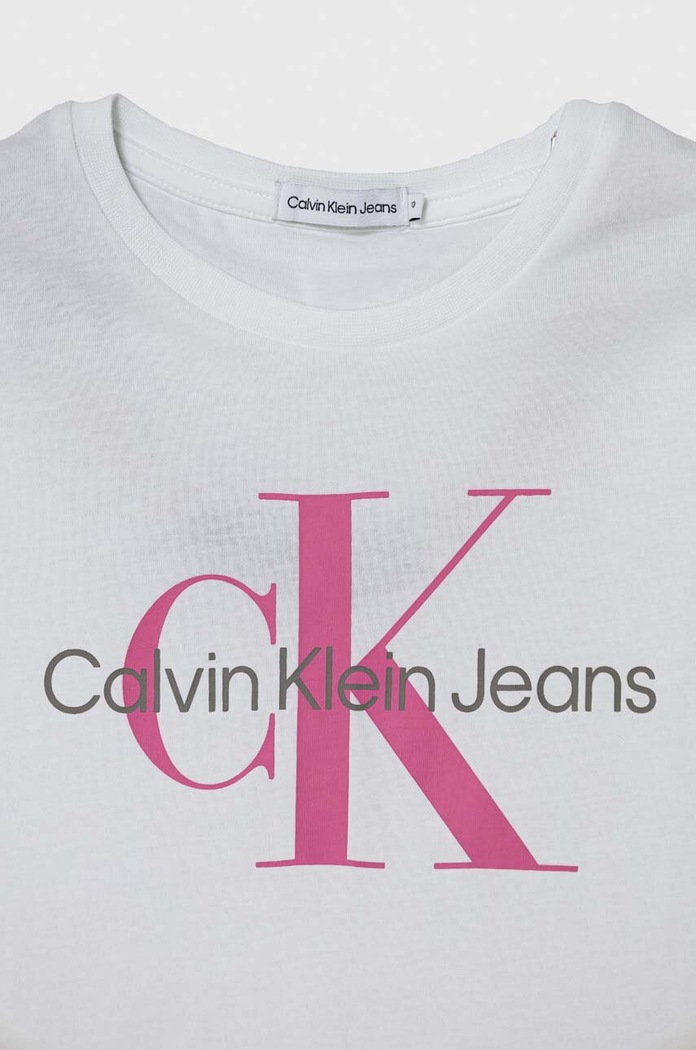 Băieți Calvin Klein Jeans tricou de bumbac pentru copii IU0IU00460.128.176.PPYH alb