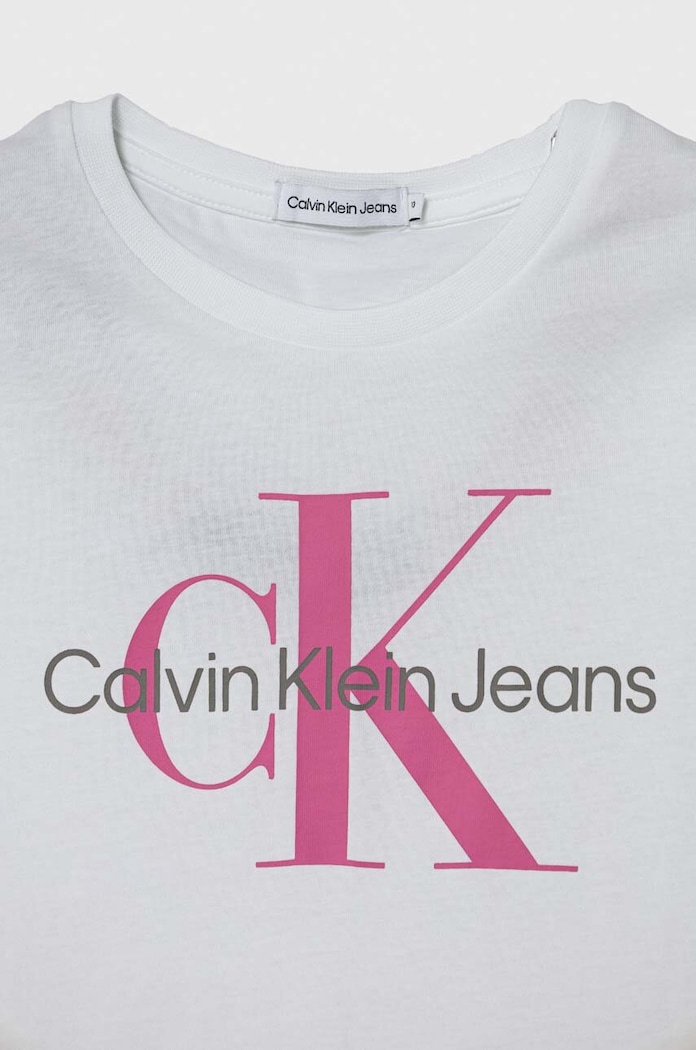 Băieți Calvin Klein Jeans tricou de bumbac pentru copii IU0IU00460.128.176.PPYH alb