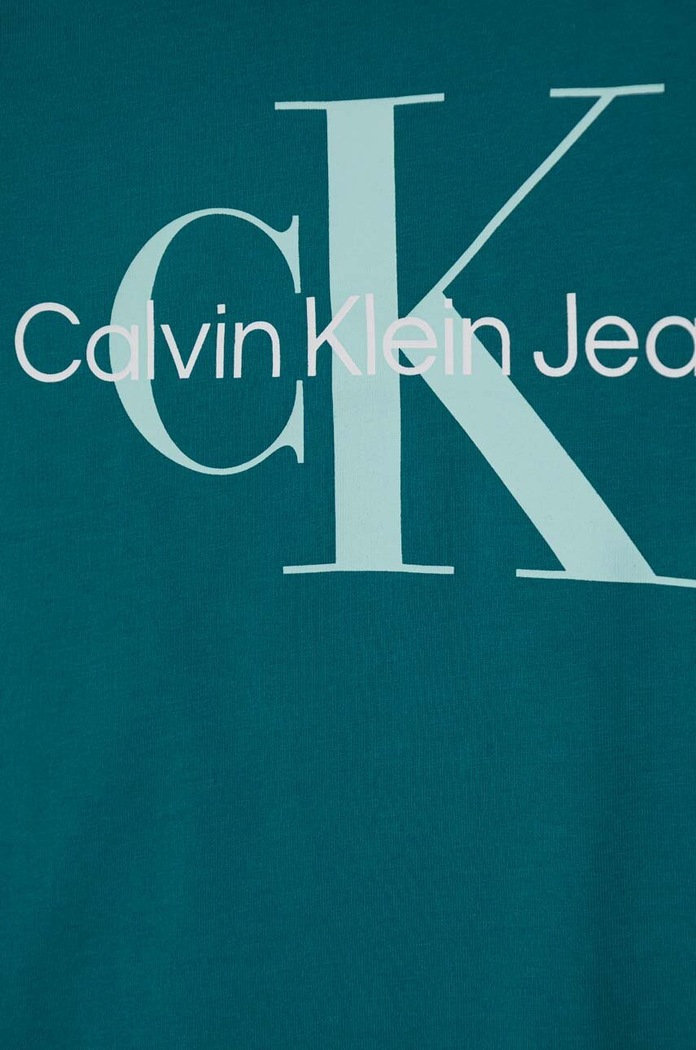Αγορίστικα Παιδικό βαμβακερό μπλουζάκι Calvin Klein Jeans IU0IU00460.128.176.PPYH τιρκουάζ