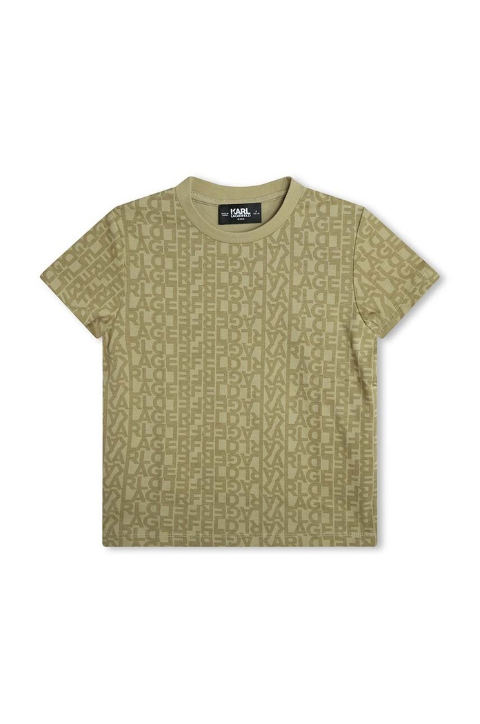Karl Lagerfeld t-shirt bawełniany dziecięcy wzorzyste zielony Z30036.114.150