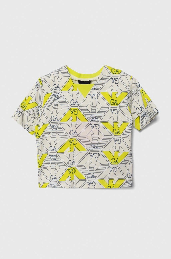 Emporio Armani t-shirt bawełniany dziecięcy wzorzyste zielony 3D4TJA.4J5UZ