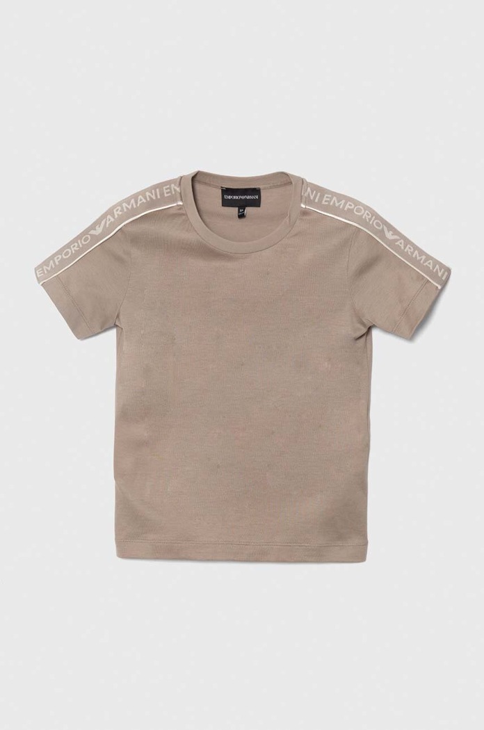 Emporio Armani t-shirt bawełniany aplikacja brązowy 3D4TD3.1JUVZ