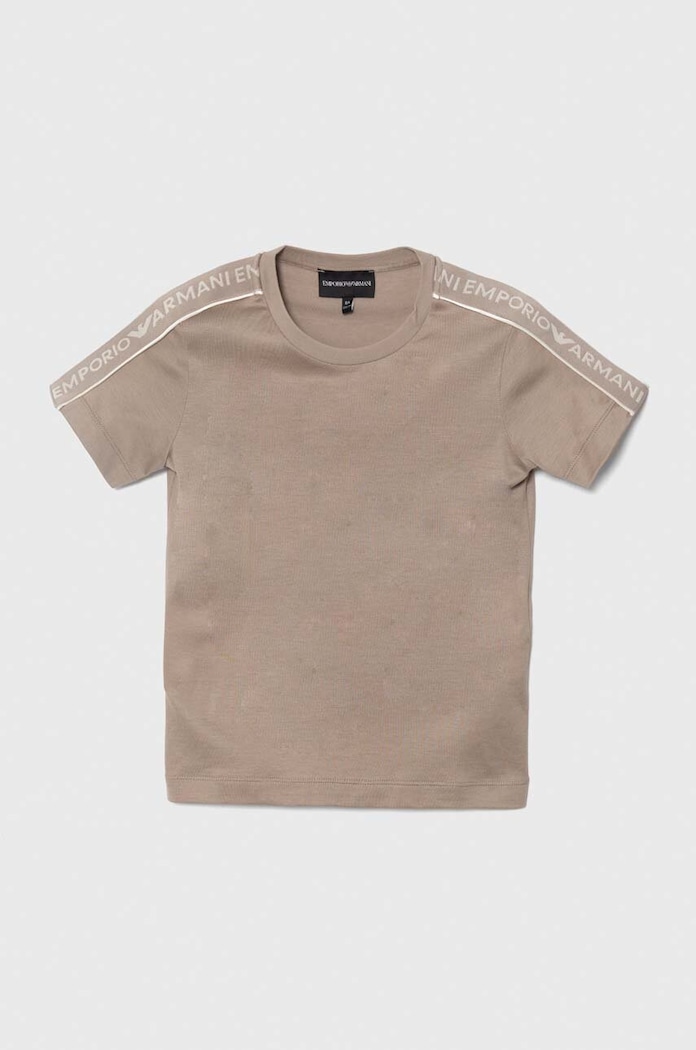 Emporio Armani t-shirt bawełniany aplikacja brązowy 3D4TD3.1JUVZ
