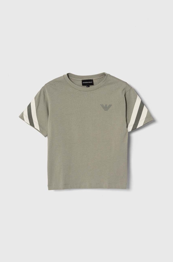 Emporio Armani t-shirt bawełniany dziecięcy aplikacja zielony 3D4TJ8.1JWZZ