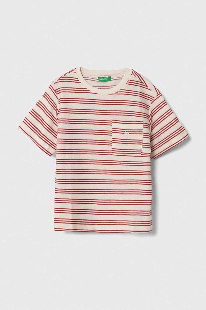 Dětské bavlněné tričko United Colors of Benetton kulatý béžová 33ZLG10DU.P.Seasonal