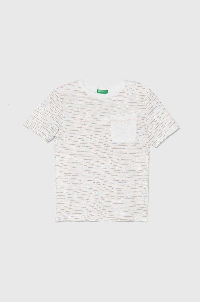 Dětské tričko s příměsí lnu United Colors of Benetton s příměsí lnu bílá 362PC10HL.G.Seasonal