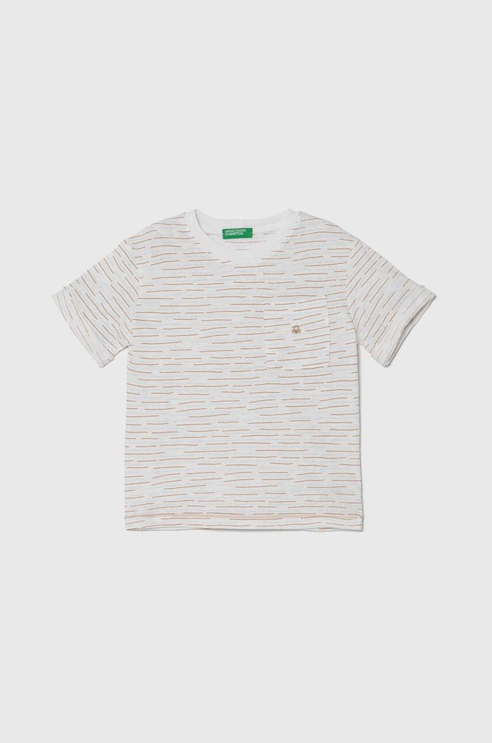 Tričko s prímesou ľanu United Colors of Benetton s prímesou ľanu béžová 362PG10DB.P.Seasonal