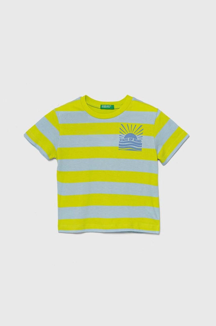 United Colors of Benetton t-shirt bawełniany dziecięcy nadruk zielony 33R9G10EO.P.Seasonal