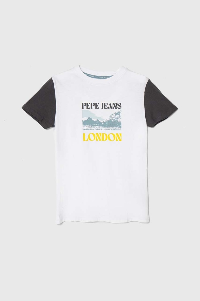 Pepe Jeans t-shirt bawełniany dziecięcy RICK nadruk biały PB503850