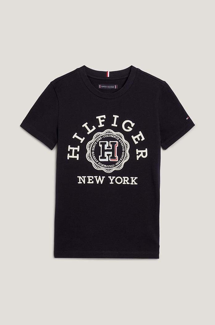 Dětské bavlněné tričko Tommy Hilfiger kulatý černá KB0KB08809.128.176.PPYH