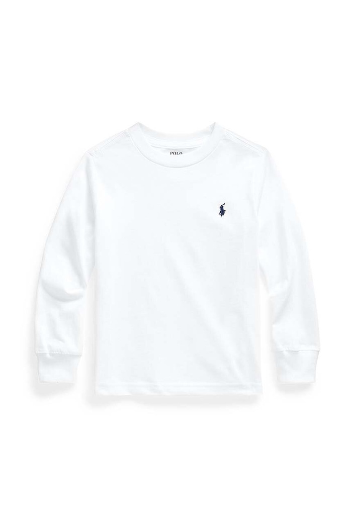 Dětská bavlněná košile s dlouhým rukávem Polo Ralph Lauren kulatý bílá 322843804004