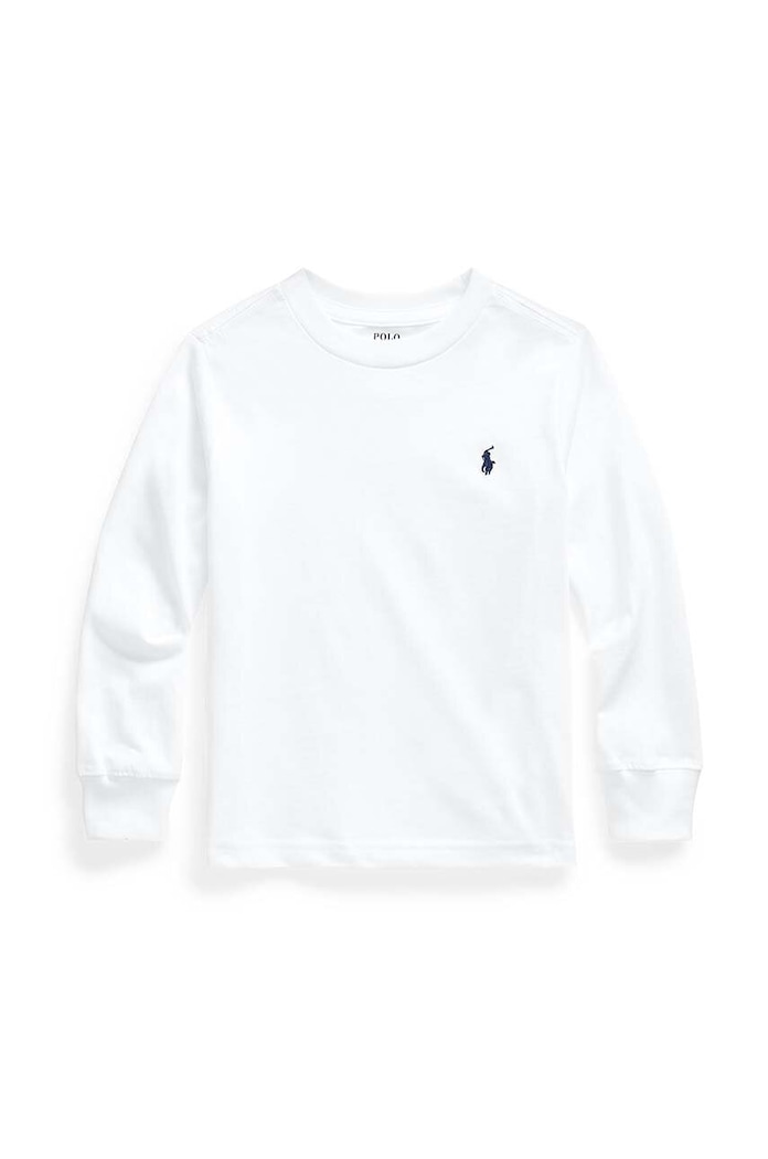 Dětská bavlněná košile s dlouhým rukávem Polo Ralph Lauren kulatý bílá 322843804004