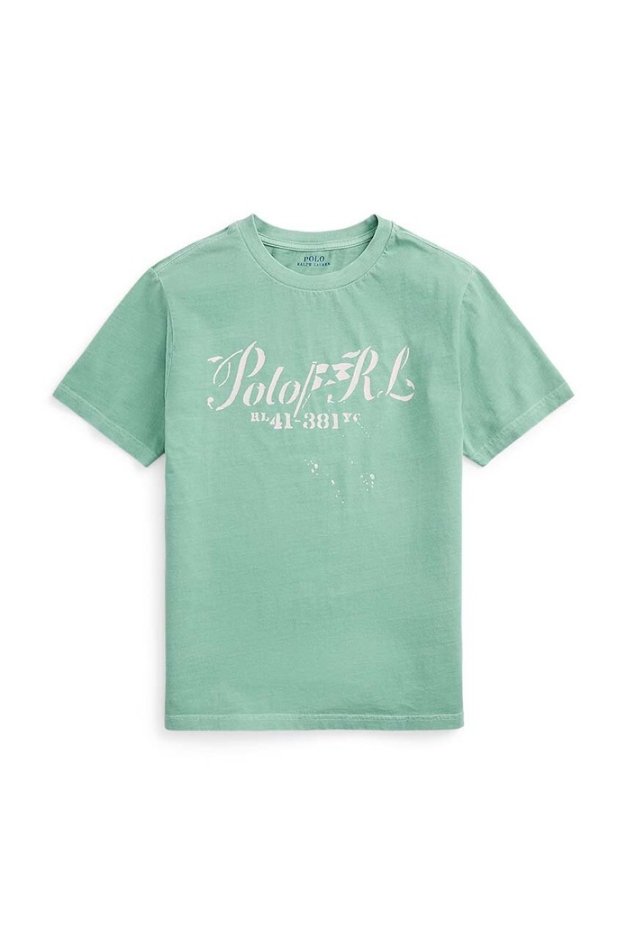 Polo Ralph Lauren t-shirt bawełniany dziecięcy nadruk zielony 323941991001