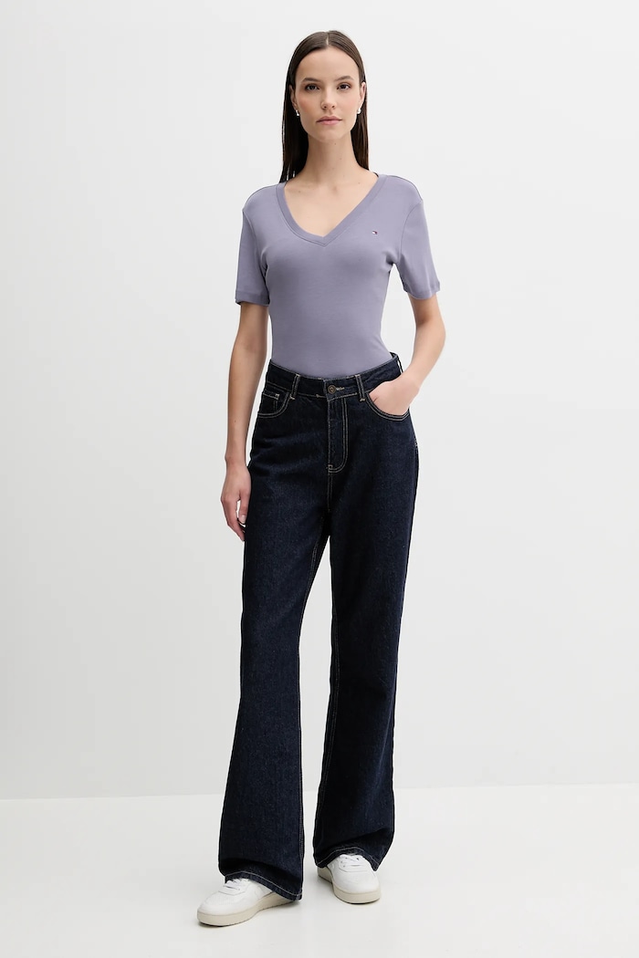 Tommy Hilfiger tričko dámske bavlnené WW0WW40584 fialová AA00