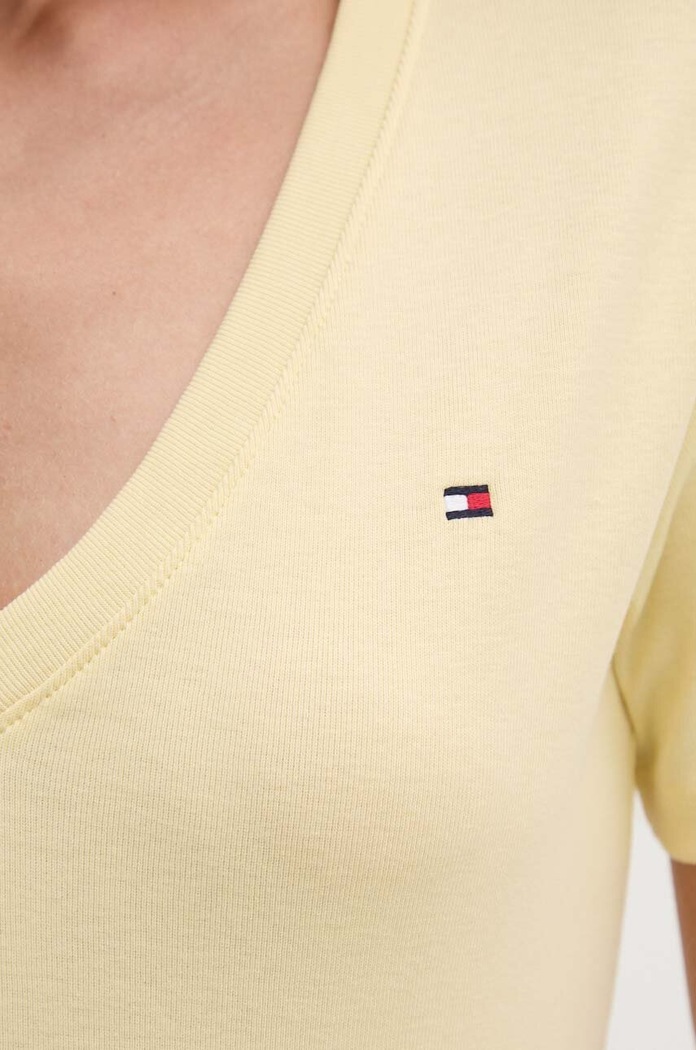 Tommy Hilfiger tricou pentru femei din bumbac galben WW0WW40584