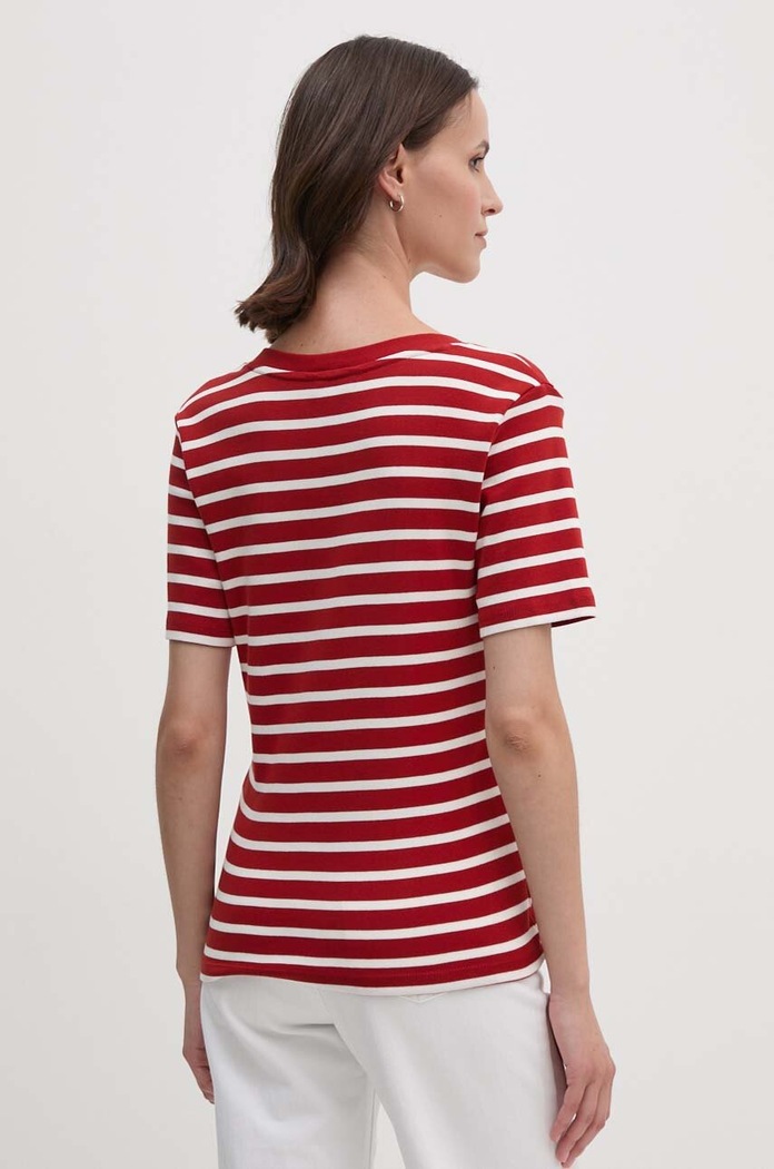 Odzież Tommy Hilfiger T-shirt damski bawełniany WW0WW40584 czerwony