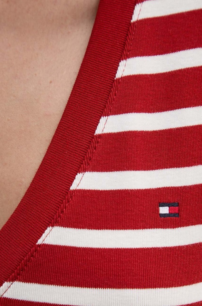 Tommy Hilfiger T-shirt damski bawełniany WW0WW40584 czerwony