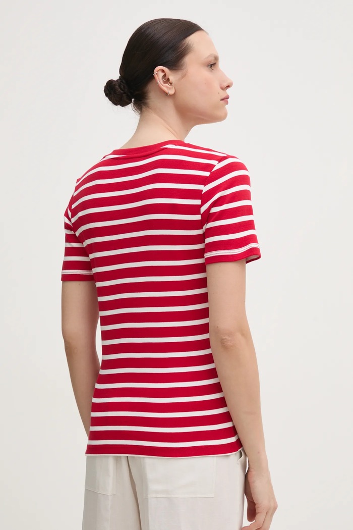 Îmbrăcăminte Tommy Hilfiger tricou pentru femei din bumbac WW0WW40584 rosu