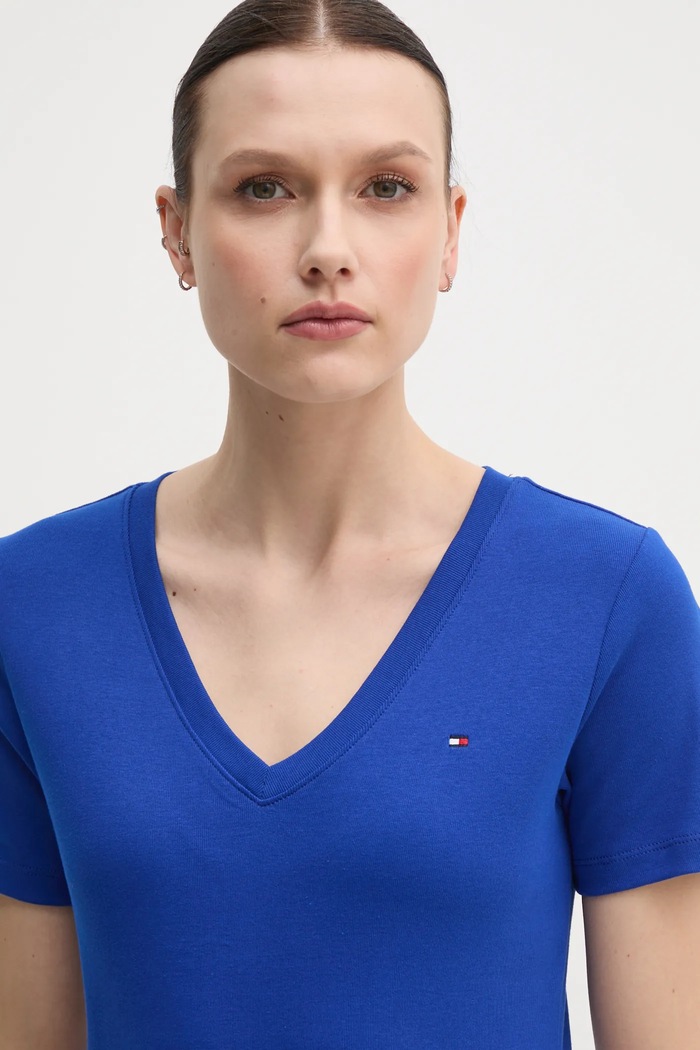 Tommy Hilfiger tričko dámske bavlnené modrá WW0WW40584
