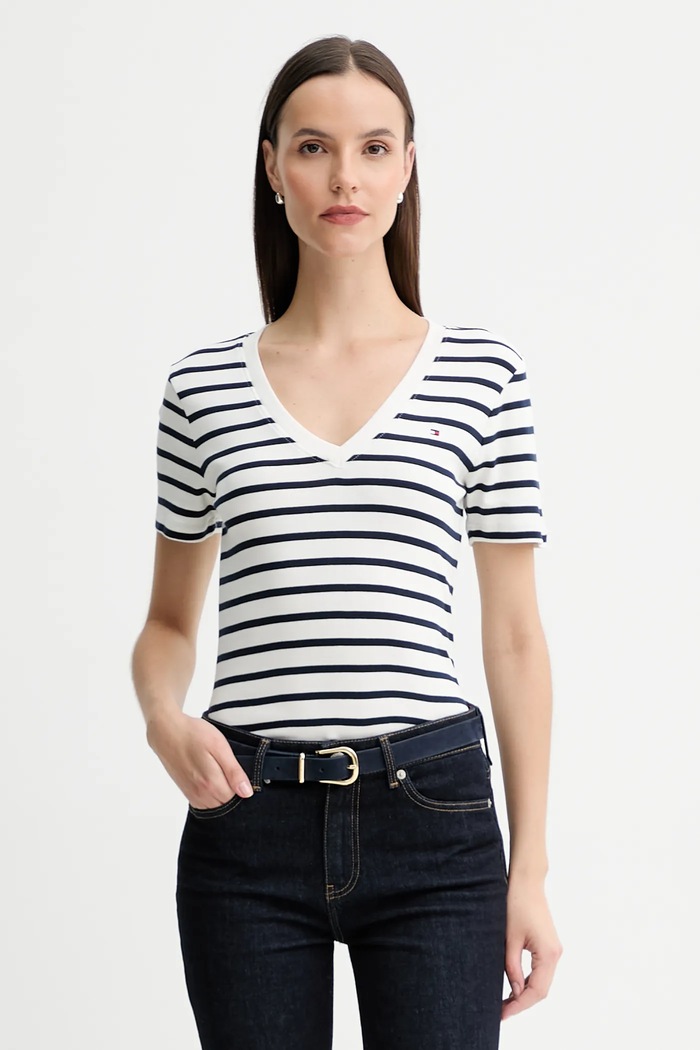 Tommy Hilfiger tričko dámske bavlnené jednofarebný tmavomodrá WW0WW40584