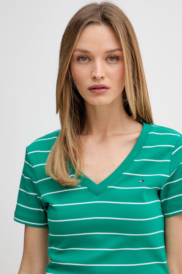 Tommy Hilfiger T-shirt damski bawełniany zielony WW0WW40584