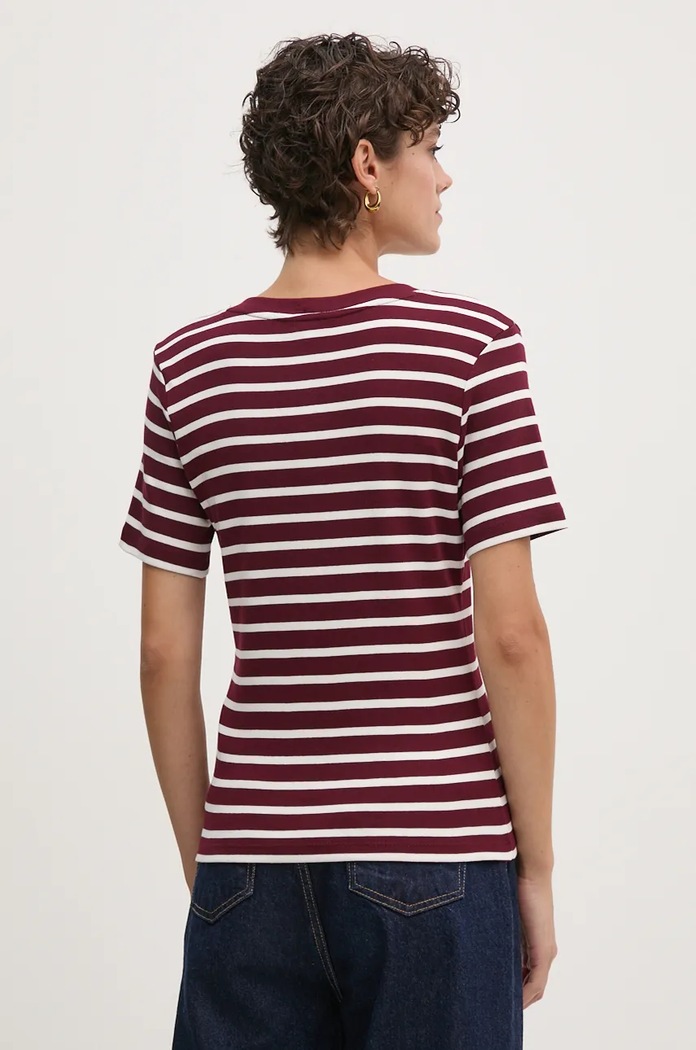 Oblečení Tommy Hilfiger tričko dámské bavlněné WW0WW40584 burgundské