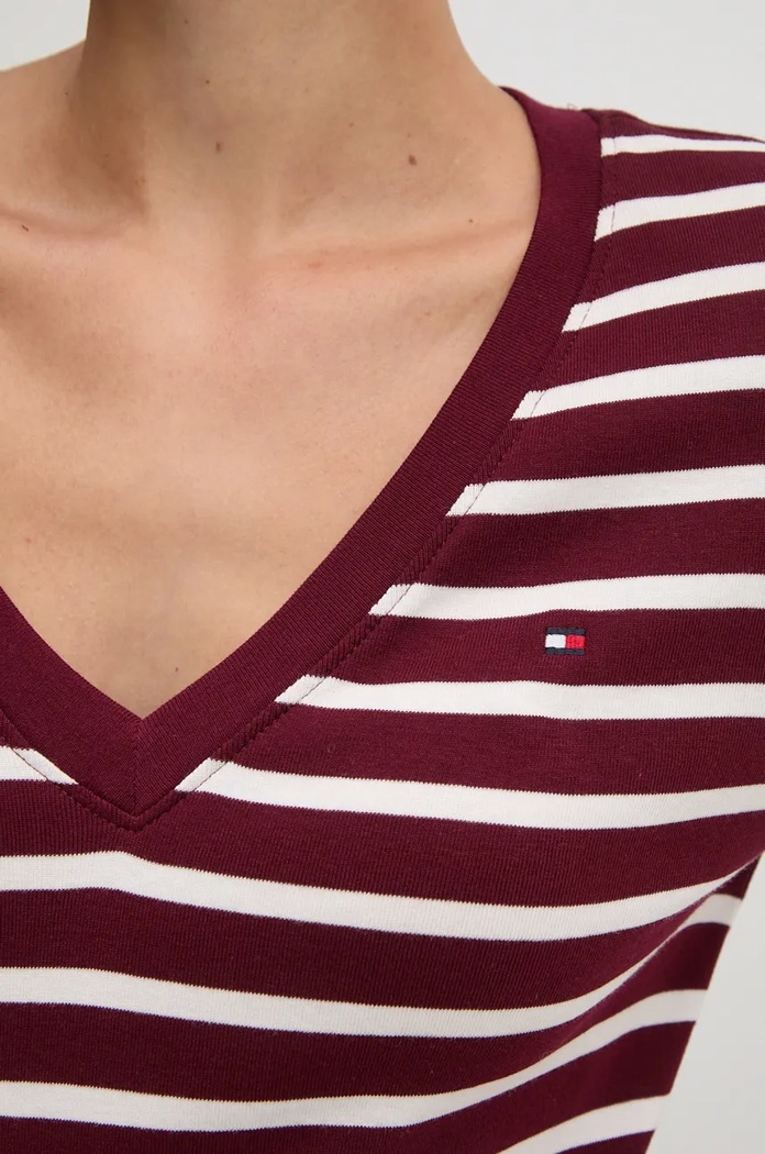 Tommy Hilfiger tričko dámské bavlněné WW0WW40584 burgundské