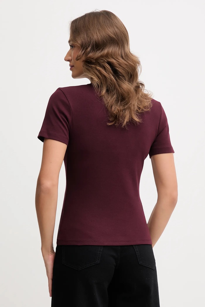Oblečení Tommy Hilfiger tričko dámské bavlněné WW0WW40584 burgundské