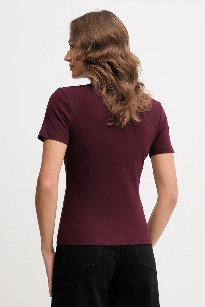 Oblečení Tommy Hilfiger tričko dámské bavlněné WW0WW40584 burgundské
