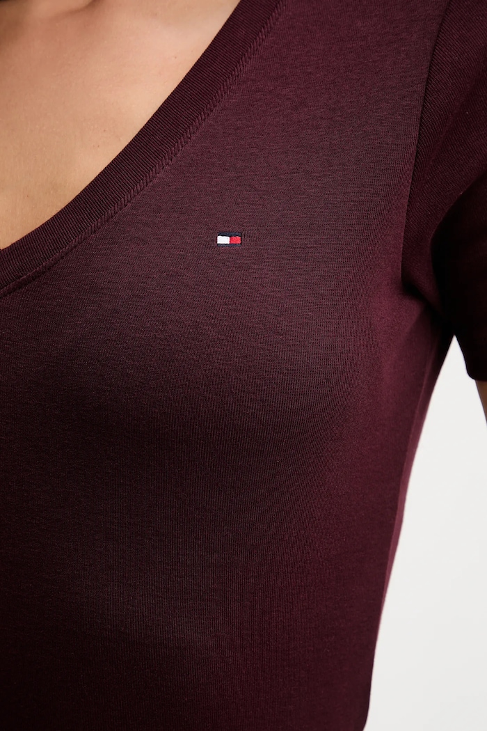 Tommy Hilfiger tričko dámské bavlněné WW0WW40584 burgundské