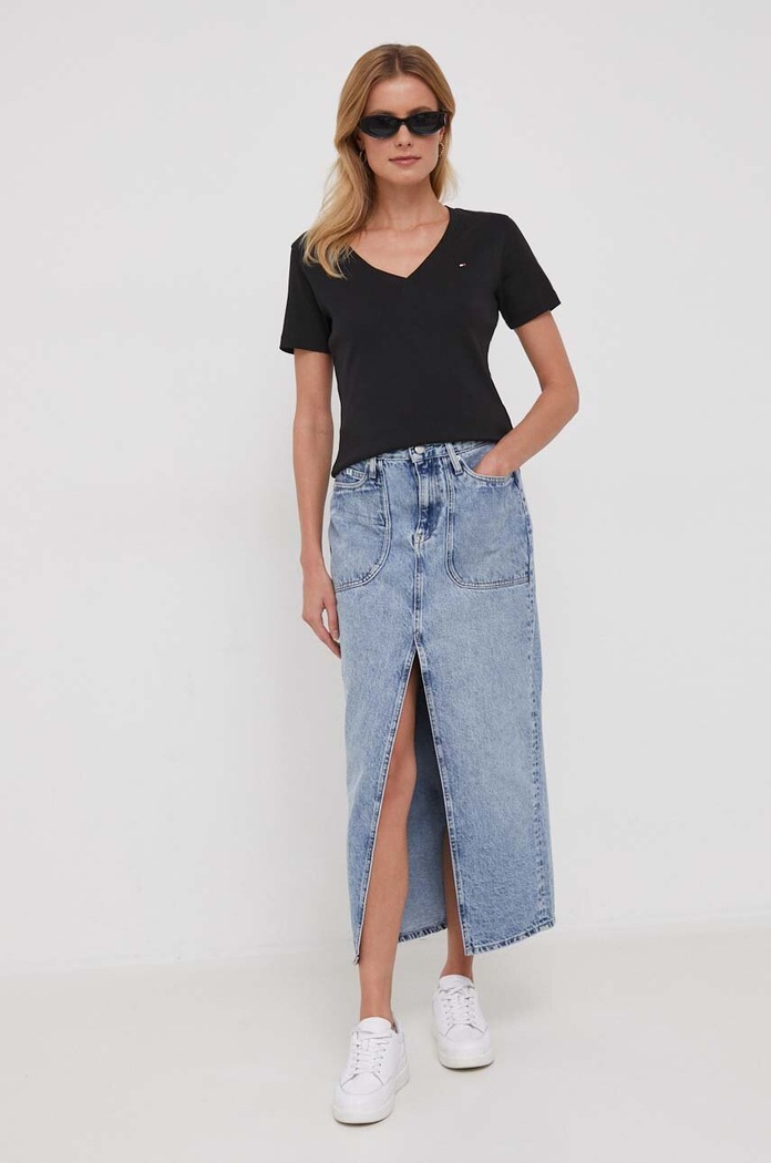 Tommy Hilfiger tričko dámské bavlněné WW0WW40584 černá AA00