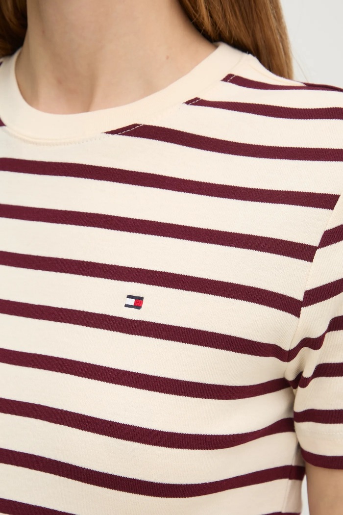 Kratka majica ženska bombažna Tommy Hilfiger bež WW0WW40587
