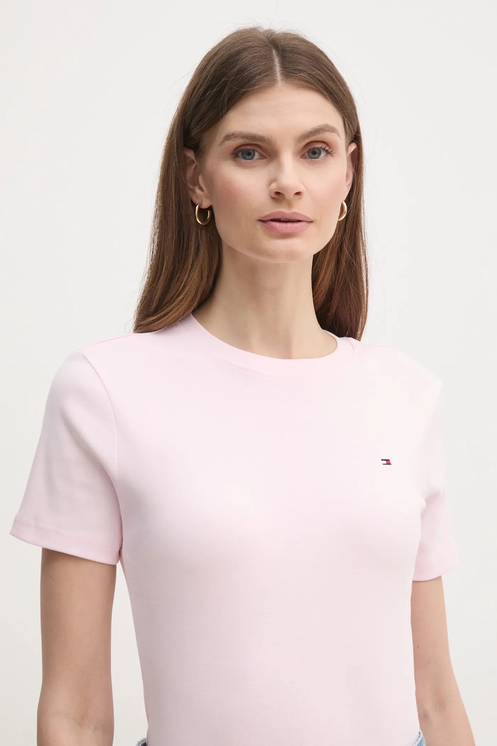 Tommy Hilfiger T-shirt damski bawełniany różowy WW0WW40587