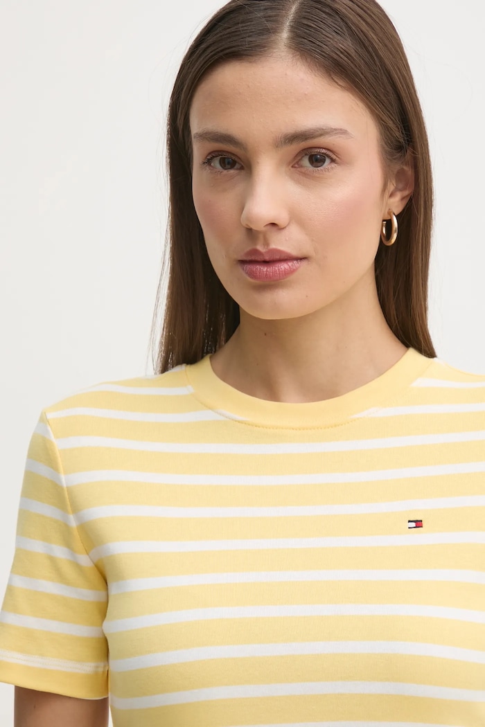 Tommy Hilfiger T-shirt damski bawełniany żółty WW0WW40587