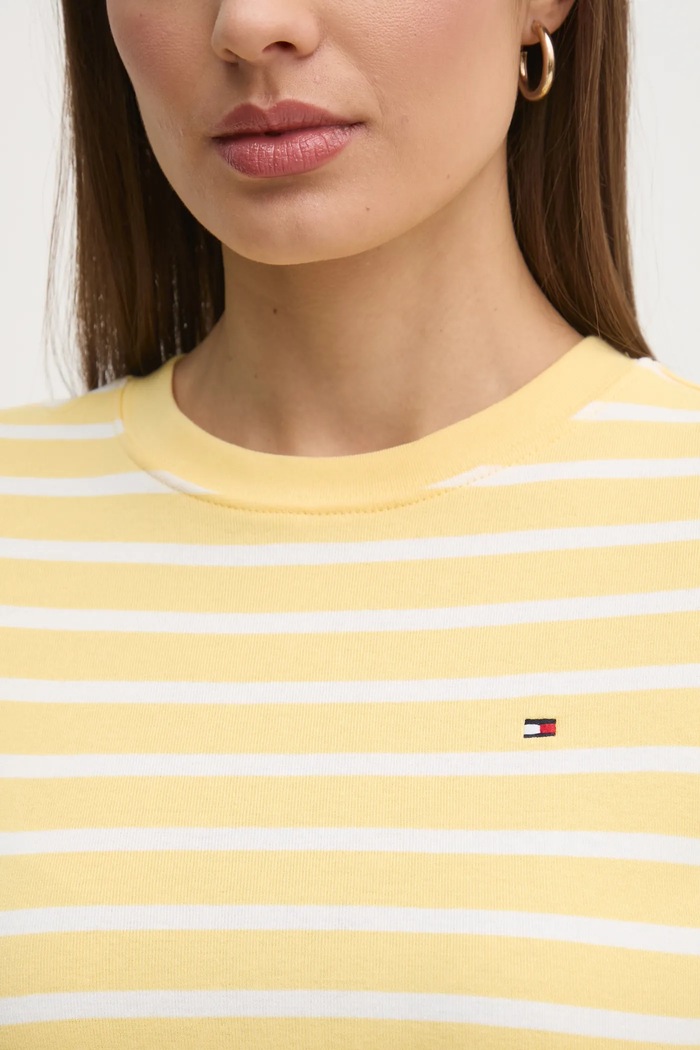 Tommy Hilfiger T-shirt damski bawełniany WW0WW40587 żółty